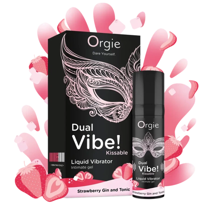 Съедобный гель с вибрацией Orgie Dual Vibe! Liquid Vibrator 15мл клубничный джин-тоник 17540 Эротик 43 (Erotic)